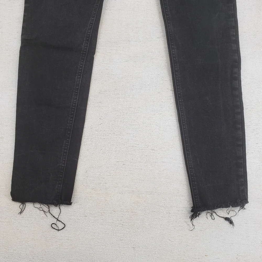 Rag & bone women US 29 black jeans ankle skinny raw hem zipper fly Modal blend